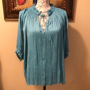 🐳 Current Air Ruffles & tucking puff elastic sleeves lightweight comfy roomy top